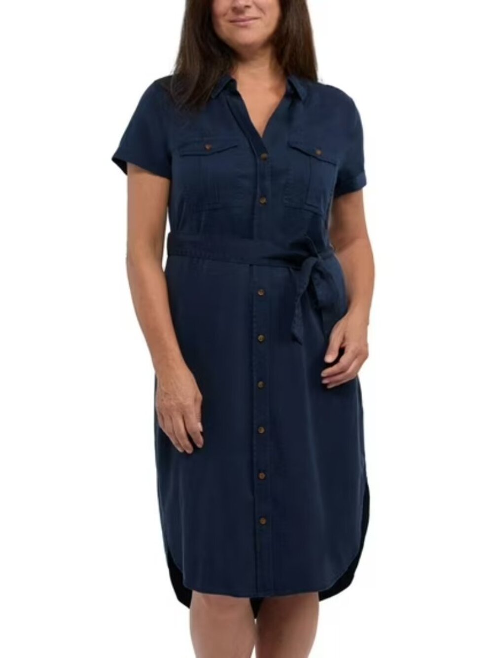 Teddi Rose Belted Shirt Dress Navy Small